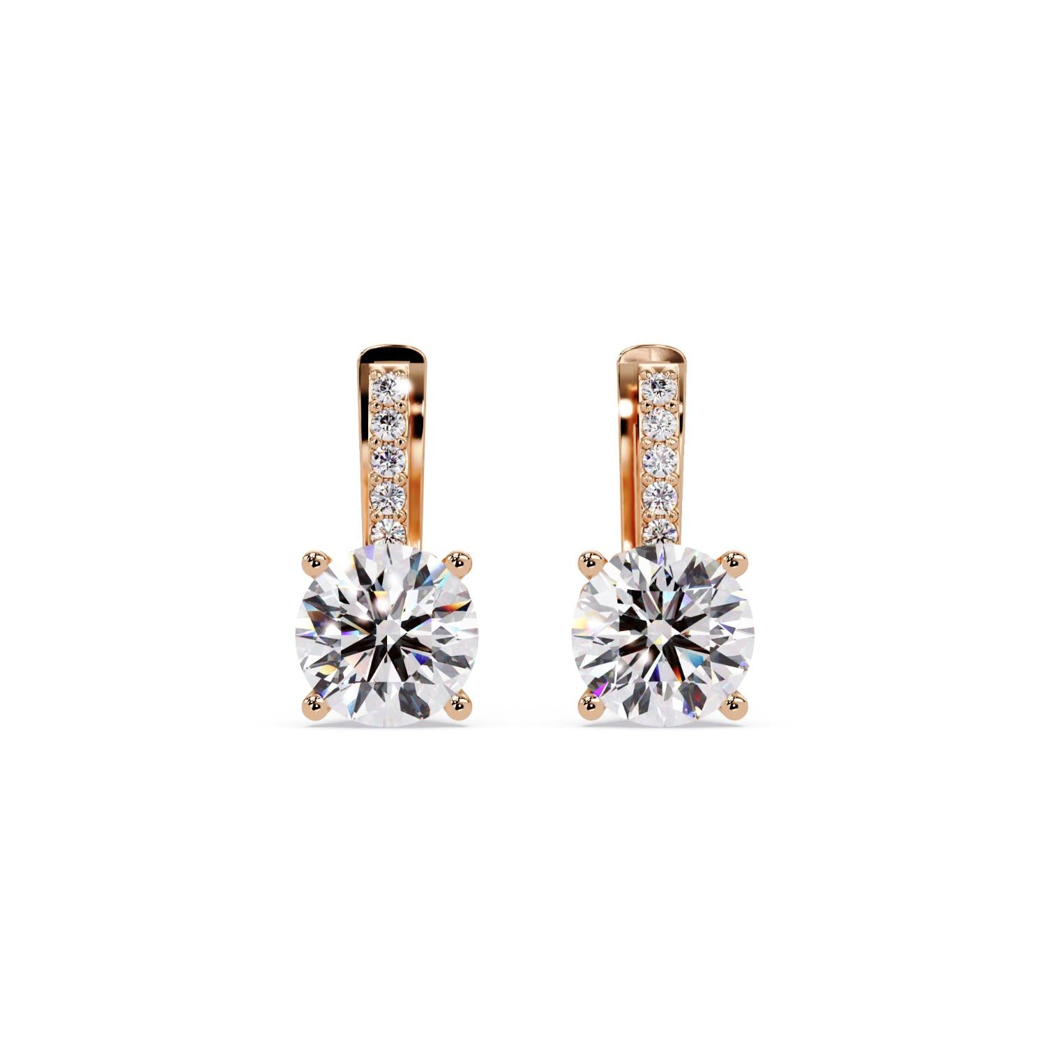 Round 4.00 Ct Lab-Grown Diamond Pavé Drop Solitaire Earrings - Sterling Silver