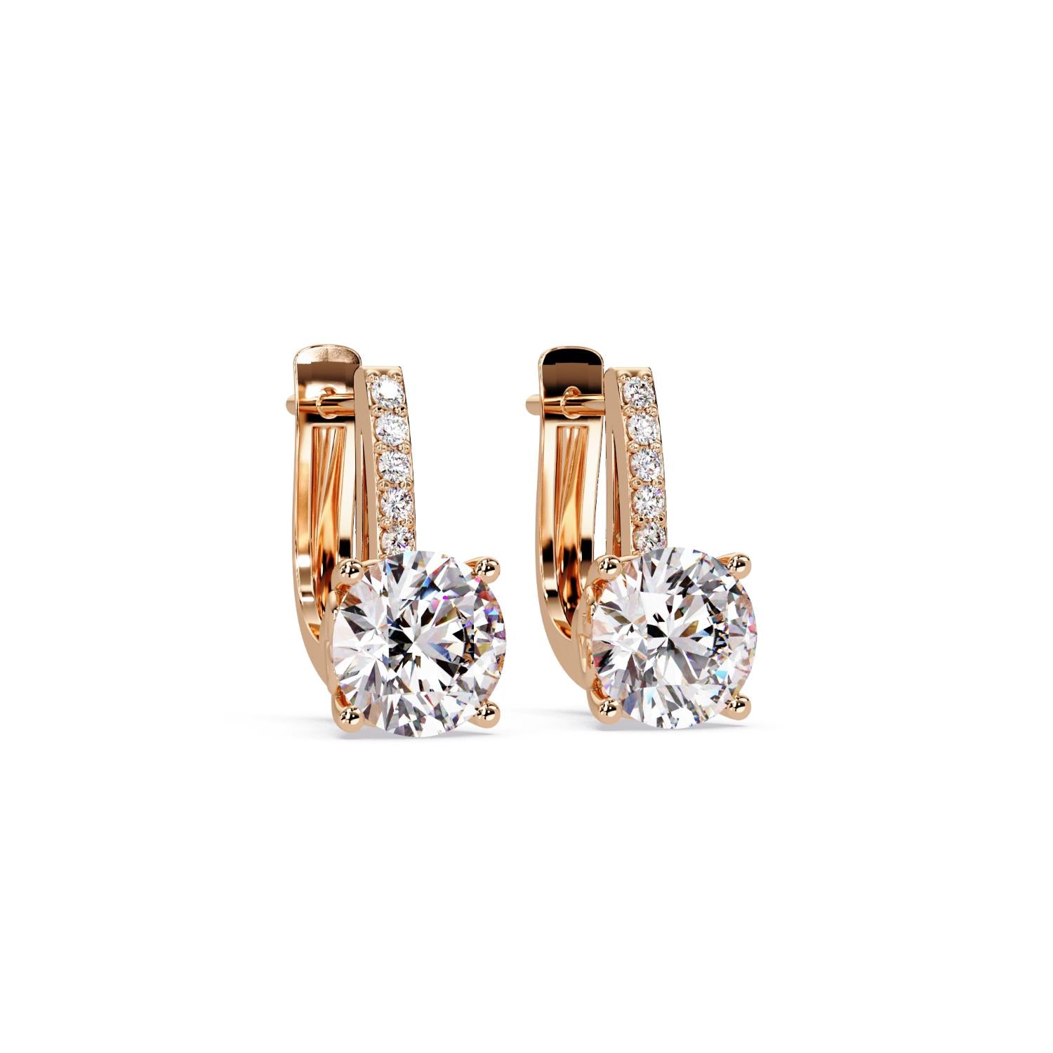 Round 4.00 Ct Lab-Grown Diamond Pavé Drop Solitaire Earrings - Sterling Silver
