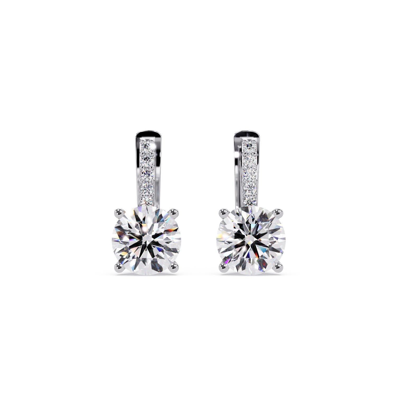 Round 4.00 Ct Lab-Grown Diamond Pavé Drop Solitaire Earrings - Sterling Silver
