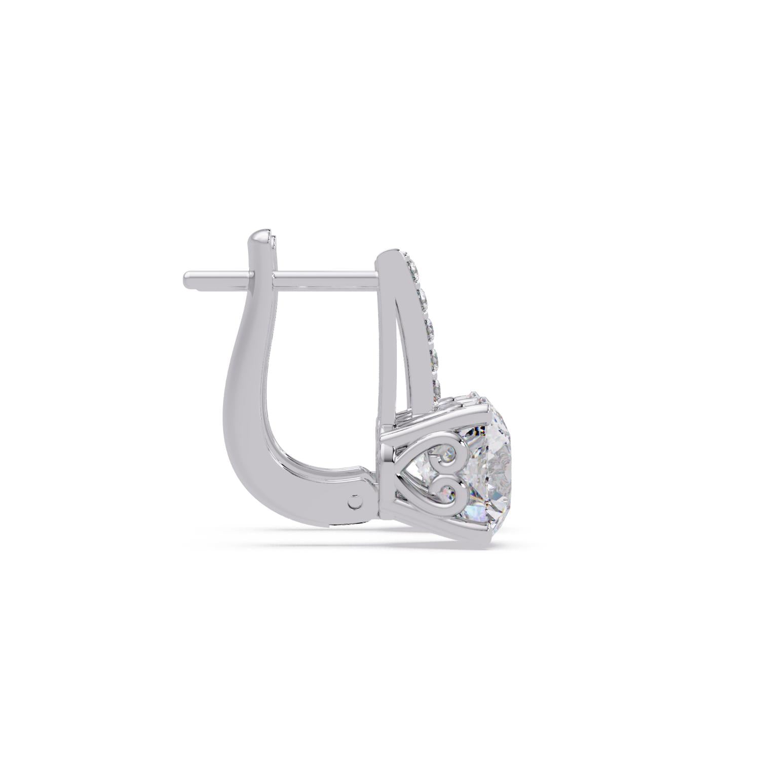 Round 4.00 Ct Lab-Grown Diamond Pavé Drop Solitaire Earrings - Sterling Silver