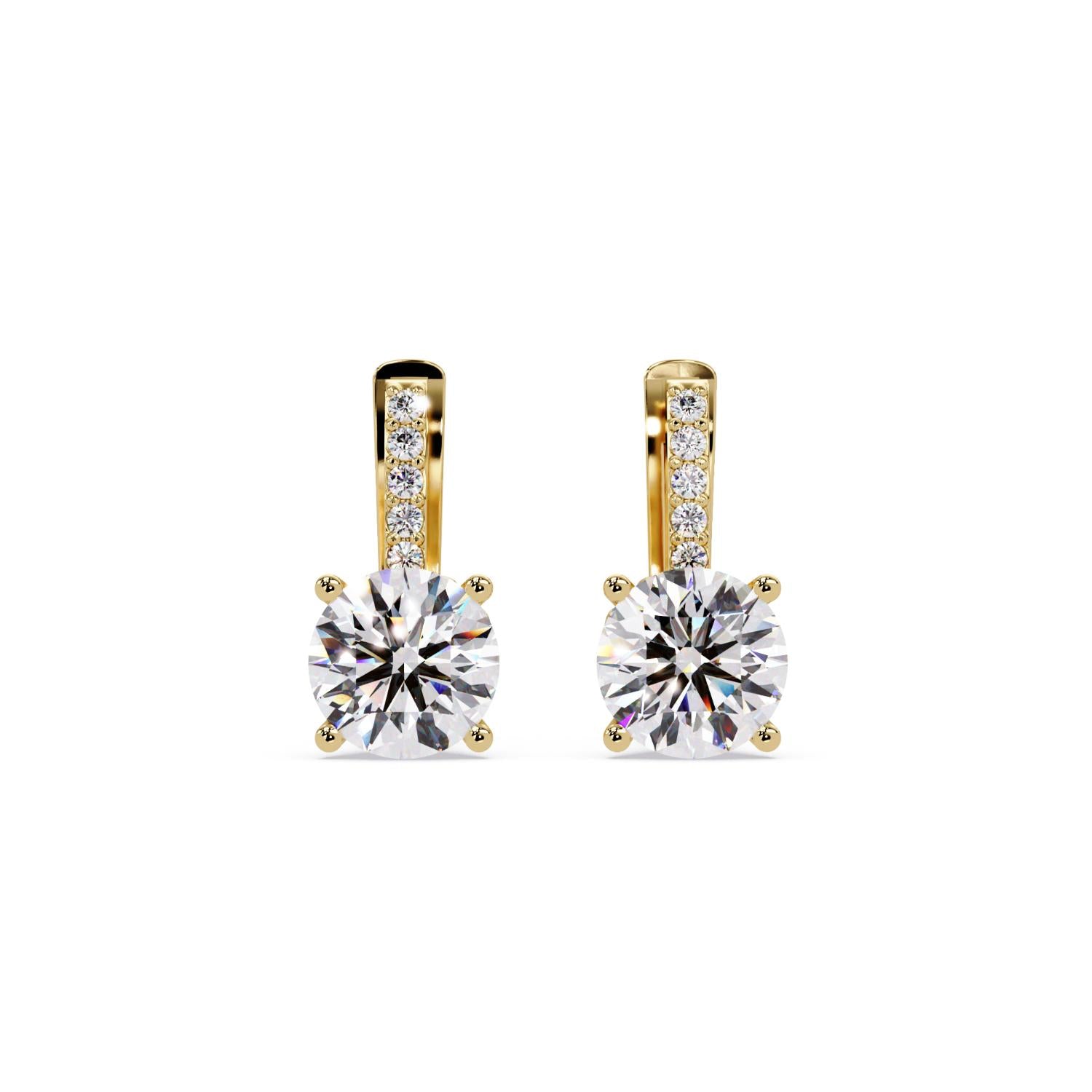 Round 4.00 Ct Lab-Grown Diamond Pavé Drop Solitaire Earrings - Sterling Silver