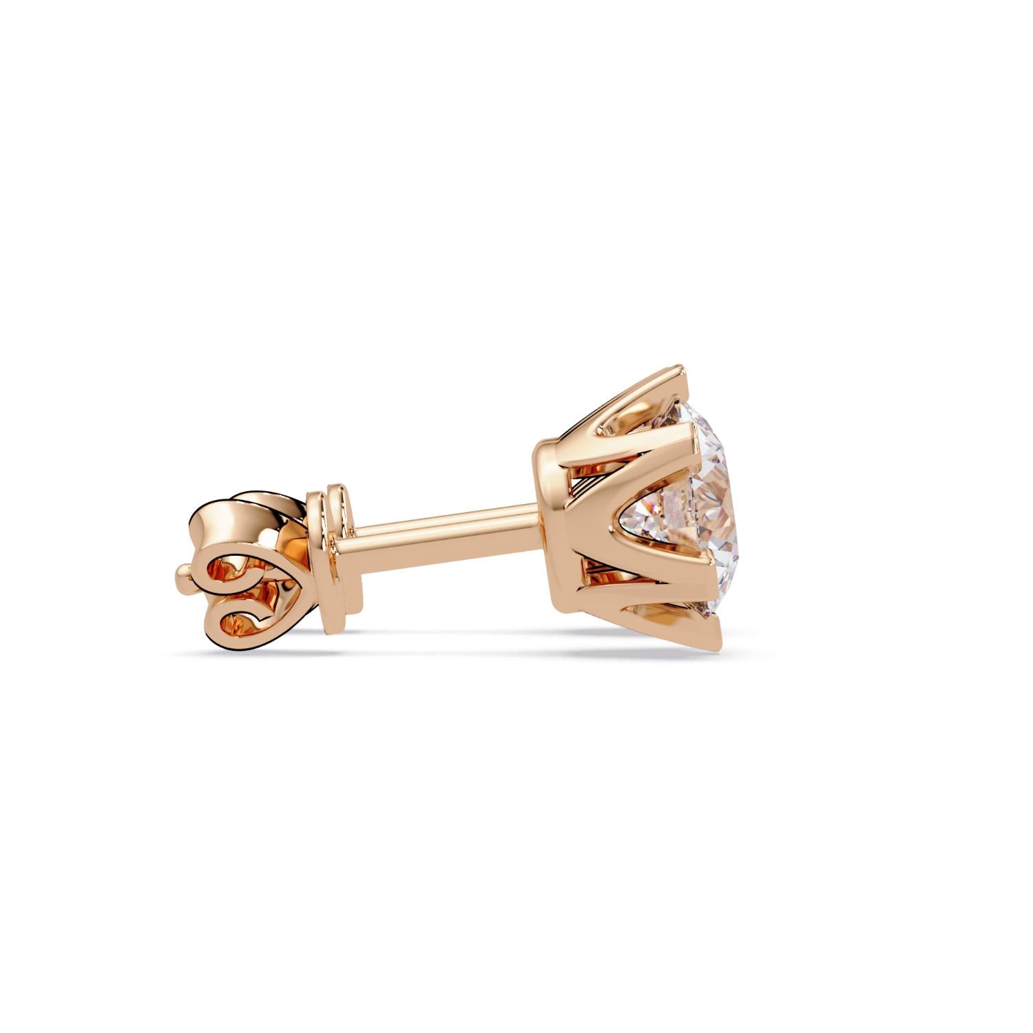 Classic 6-Prong Round 2.00 Ct Lab-Grown Diamond Solitaire Stud Earrings - Sterling Silver