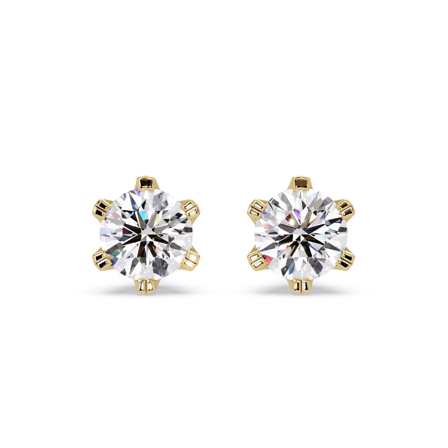 Classic 6-Prong Round 2.00 Ct Lab-Grown Diamond Solitaire Stud Earrings - Sterling Silver