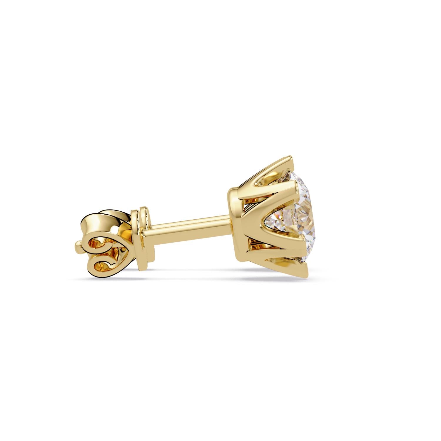 Classic 6-Prong Round 2.00 Ct Lab-Grown Diamond Solitaire Stud Earrings - Sterling Silver