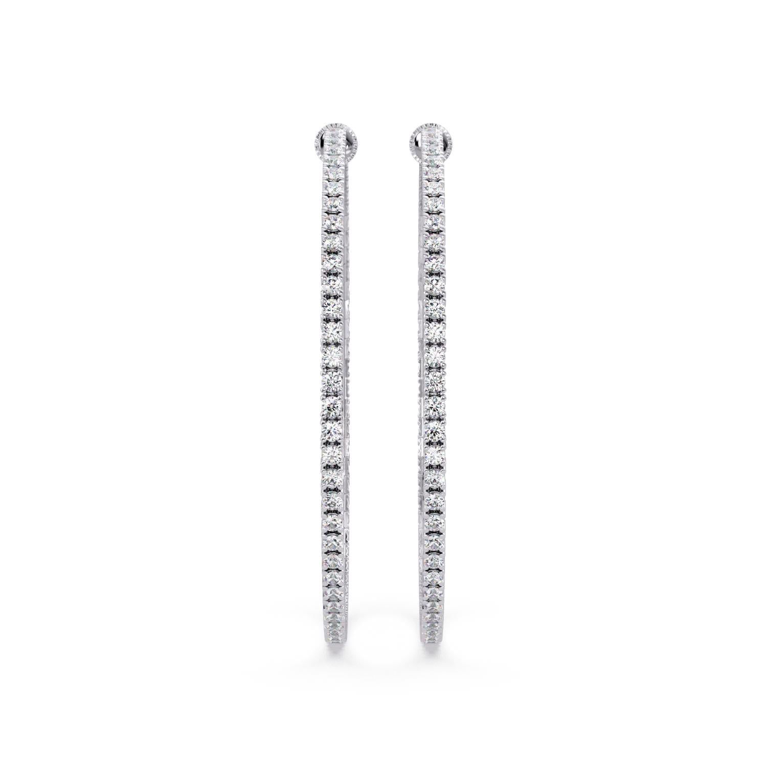 Round 1.80 Ct Lab-Grown Diamond Long Bar Earrings - Sterling Silver