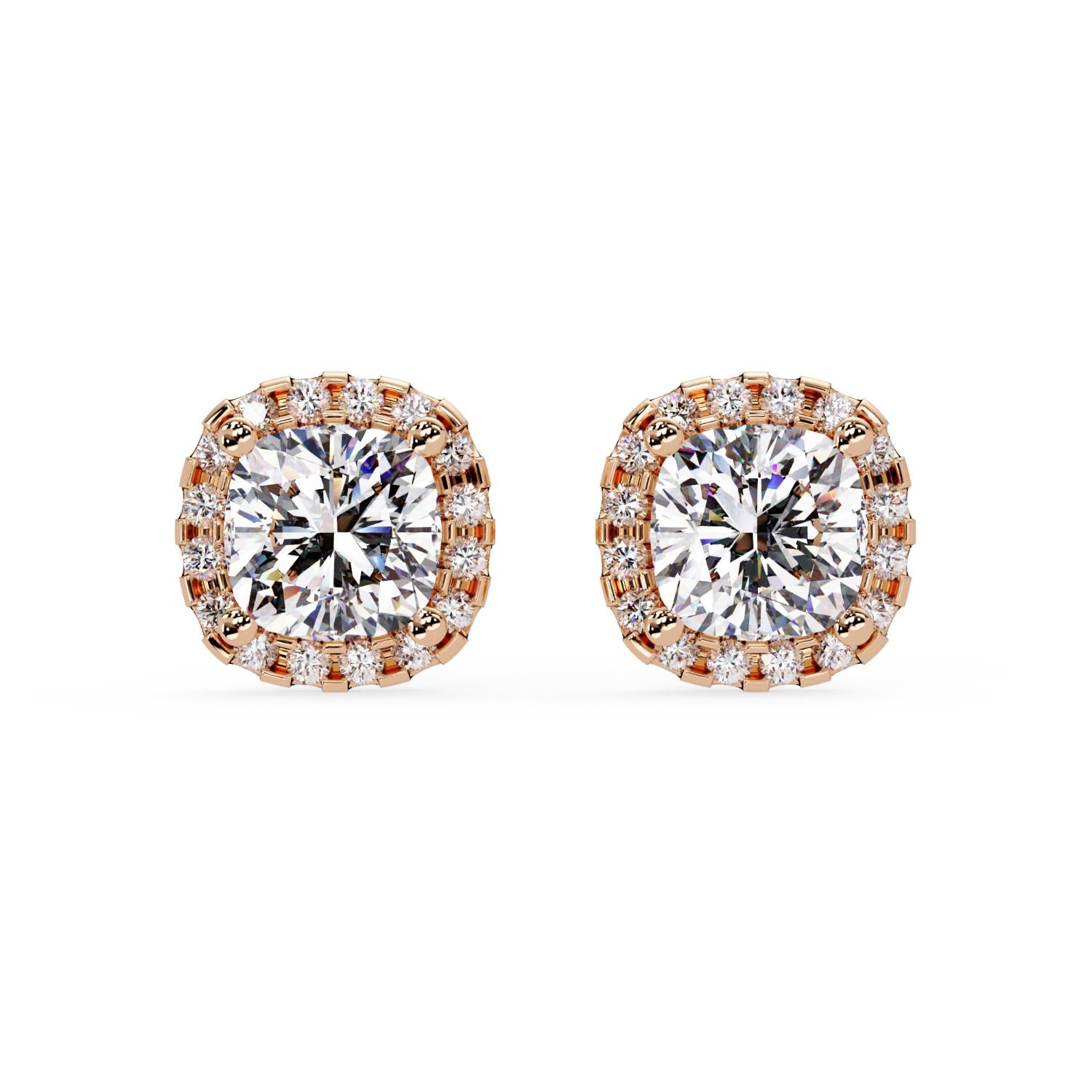Cushion 4.10 Ct Lab-Grown Diamond Halo Stud Earrings - Sterling Silver
