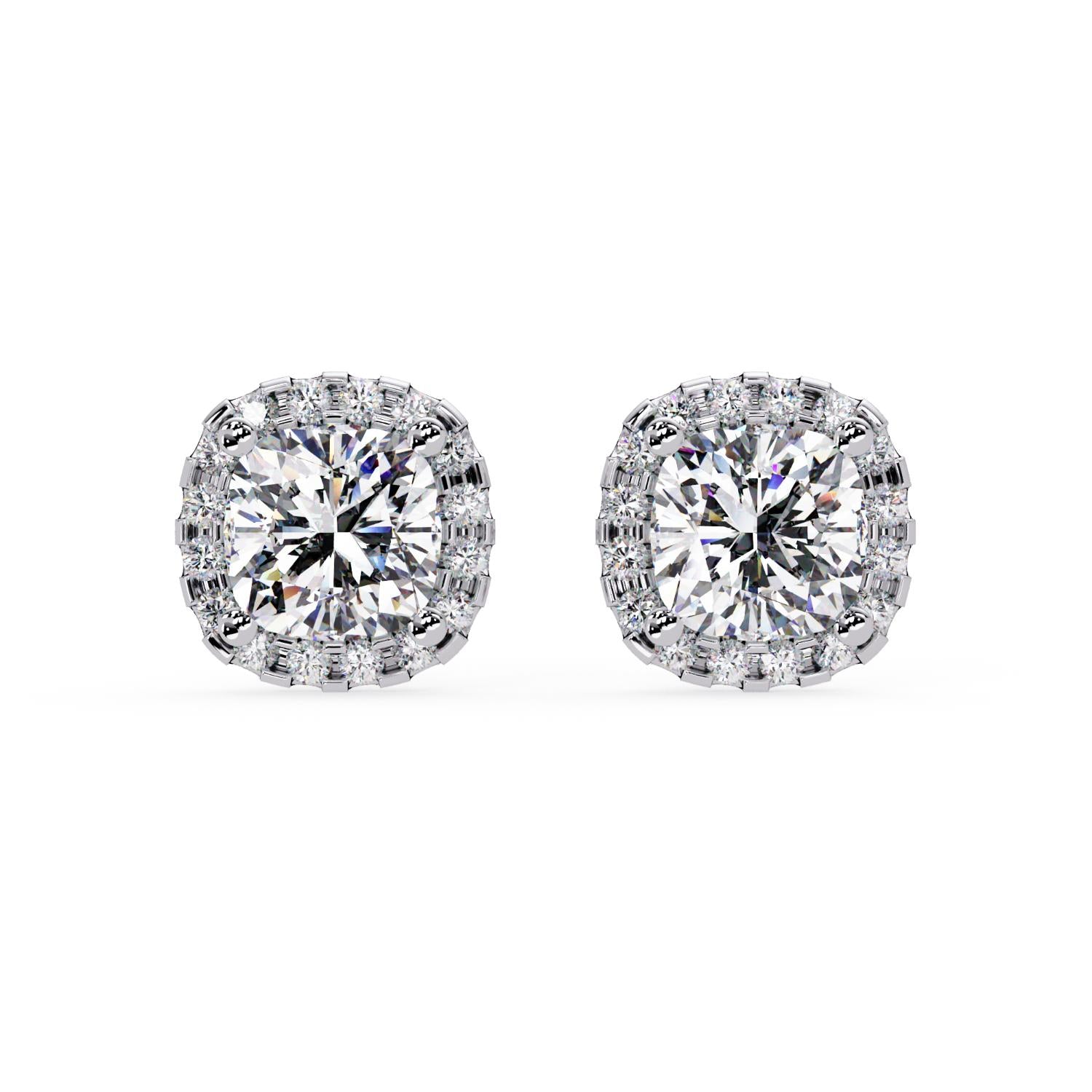 Cushion 4.10 Ct Lab-Grown Diamond Halo Stud Earrings - Sterling Silver