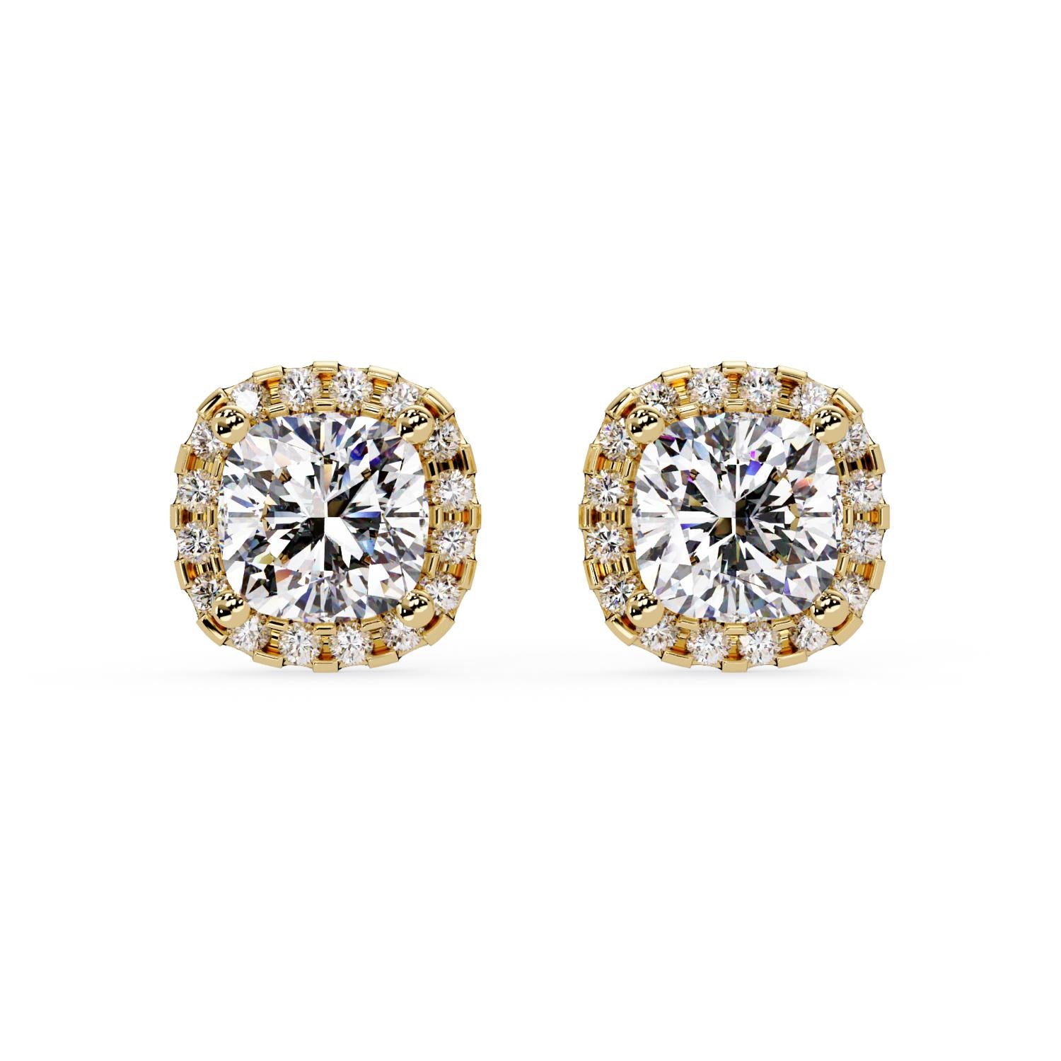 Cushion 4.10 Ct Lab-Grown Diamond Halo Stud Earrings - Sterling Silver