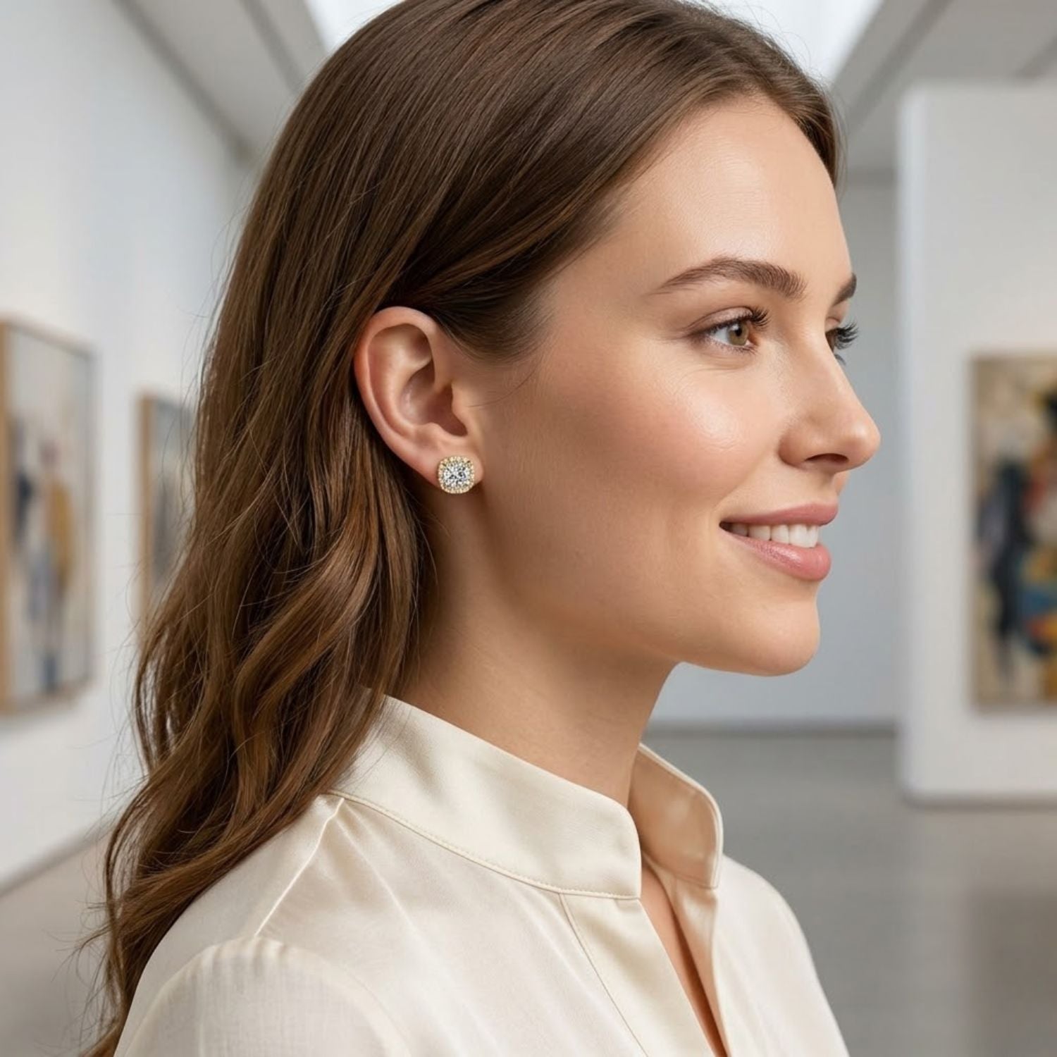 Cushion 4.10 Ct Lab-Grown Diamond Halo Stud Earrings - Sterling Silver