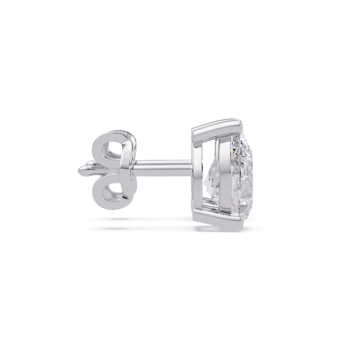 Classic Solitaire Pear 3.00 Ct Lab-Grown Diamond Stud Earrings - Sterling Silver