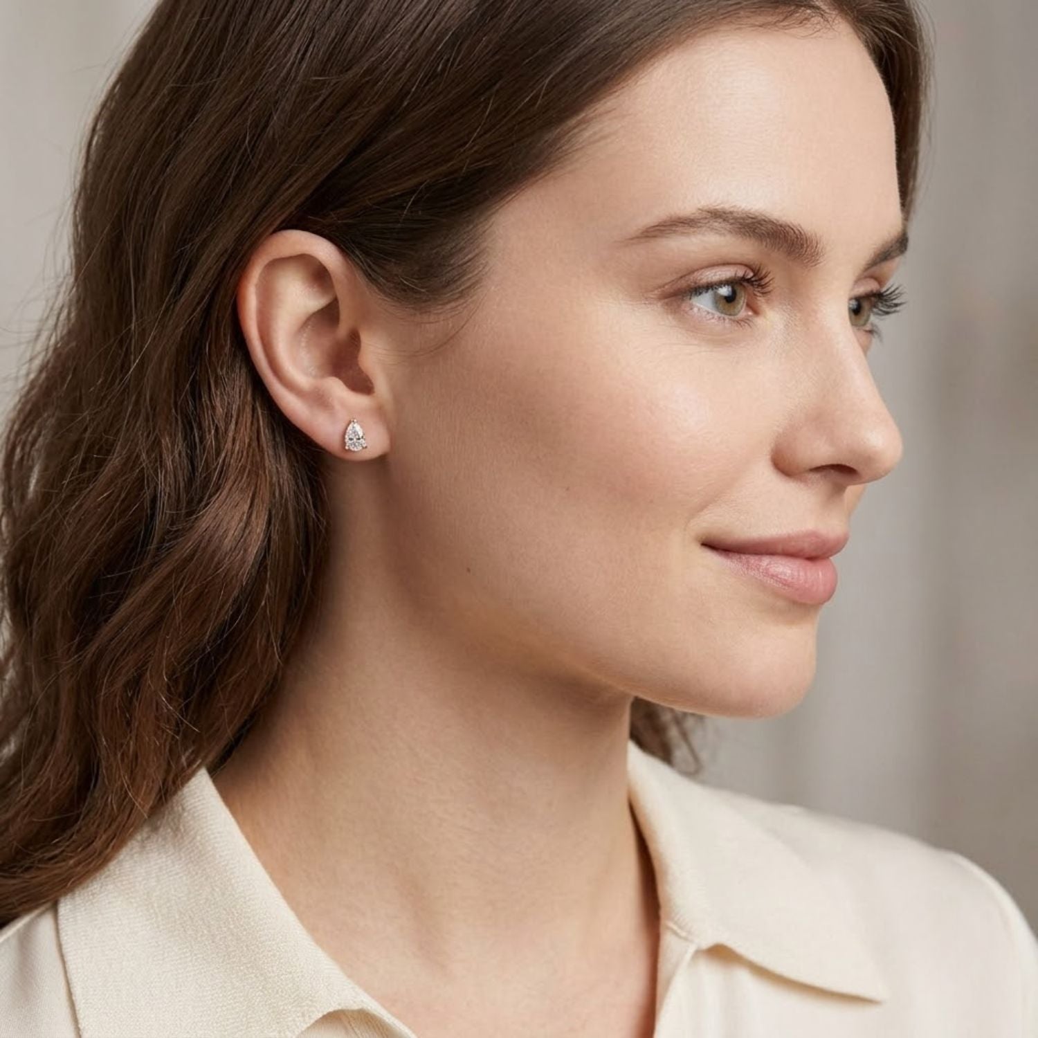 Classic Solitaire Pear 3.00 Ct Lab-Grown Diamond Stud Earrings - Sterling Silver