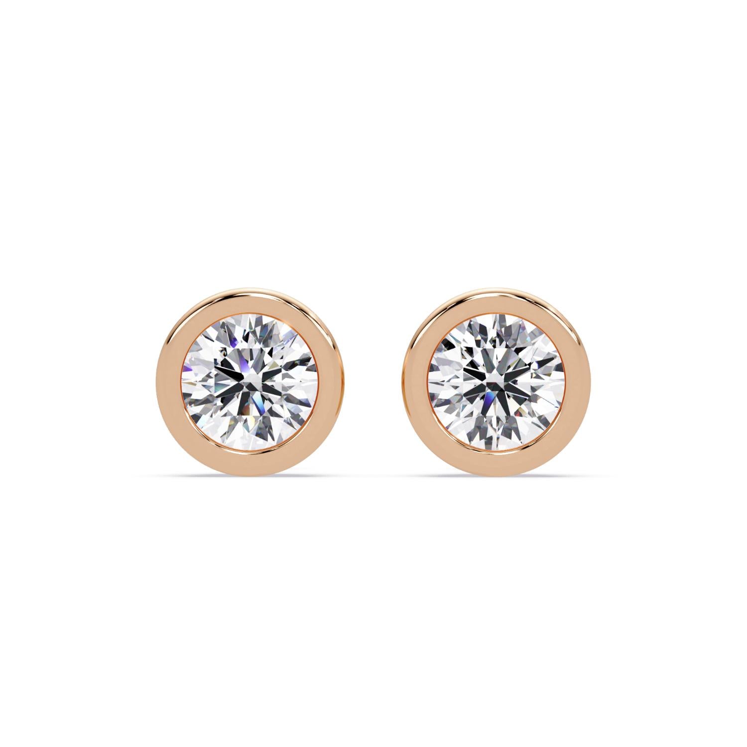 Bezel Set Solitaire Round 7.50 Ct Lab-Grown Diamond Stud Earrings - Sterling Silver