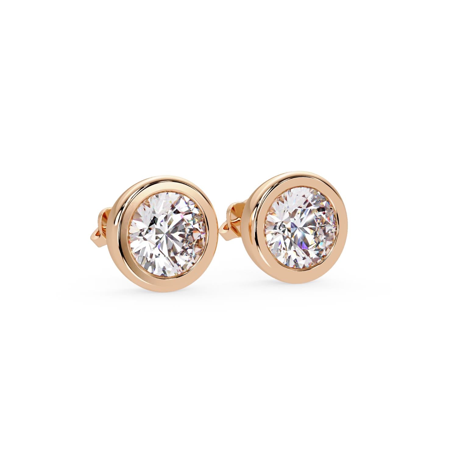 Bezel Set Solitaire Round 7.50 Ct Lab-Grown Diamond Stud Earrings - Sterling Silver