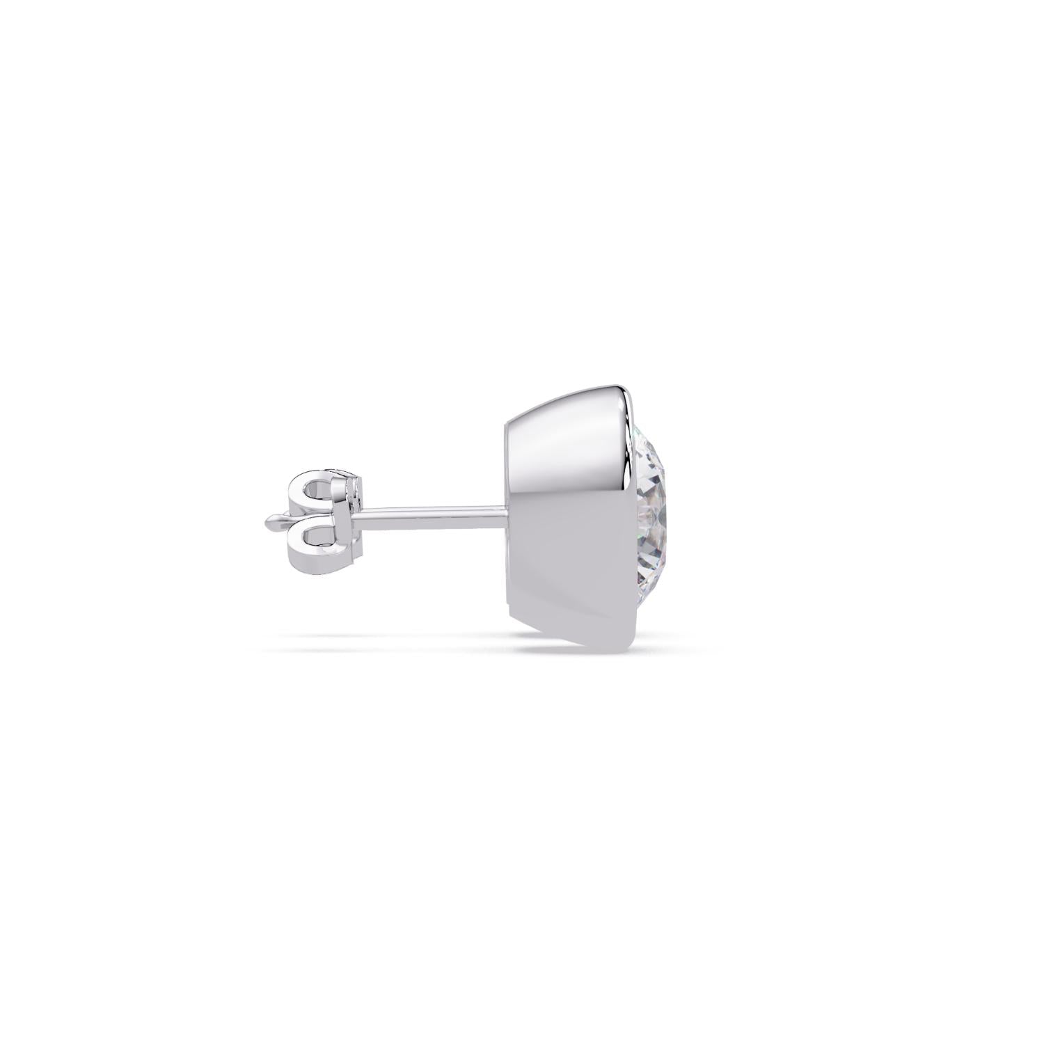 Bezel Set Solitaire Round 7.50 Ct Lab-Grown Diamond Stud Earrings - Sterling Silver
