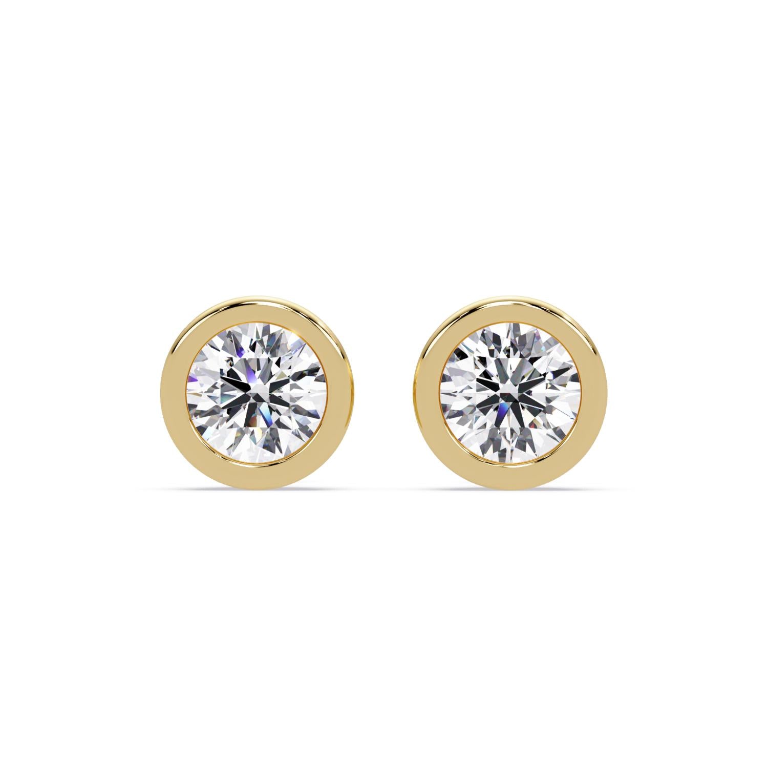 Bezel Set Solitaire Round 7.50 Ct Lab-Grown Diamond Stud Earrings - Sterling Silver
