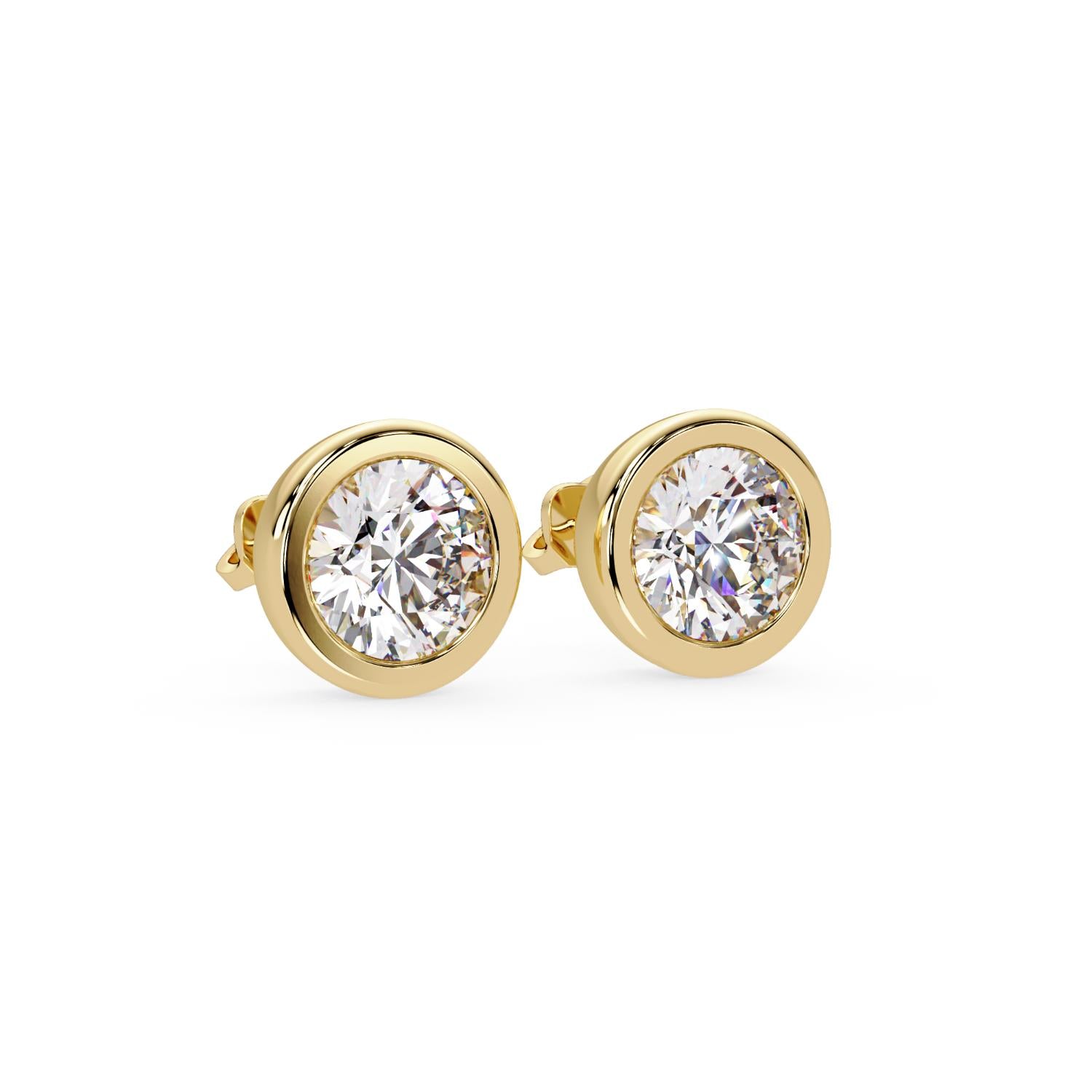 Bezel Set Solitaire Round 7.50 Ct Lab-Grown Diamond Stud Earrings - Sterling Silver