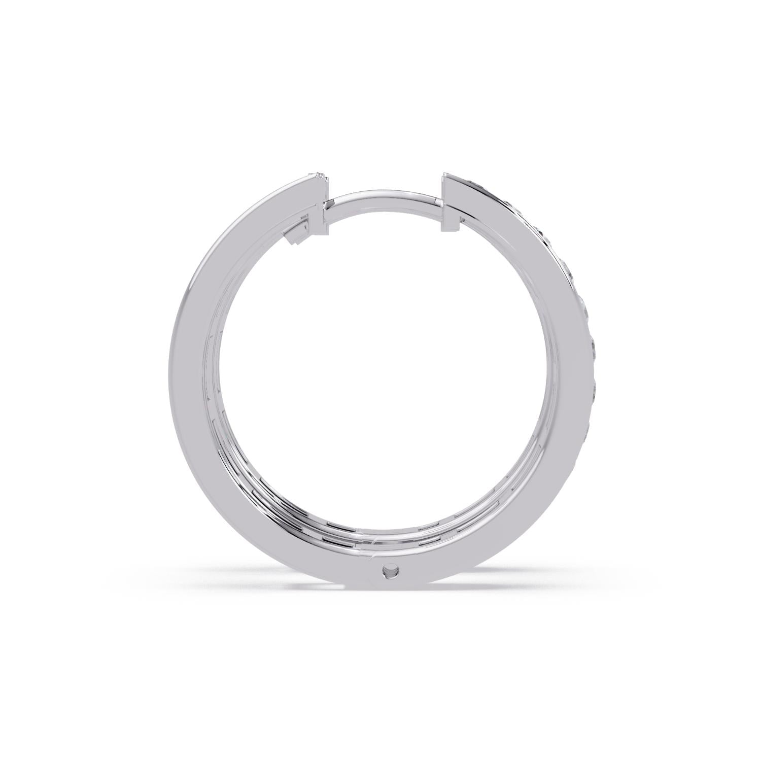 Channel Set Classic Round 0.60 Ct Lab-Grown Diamond Hoop Earrings - Sterling Silver