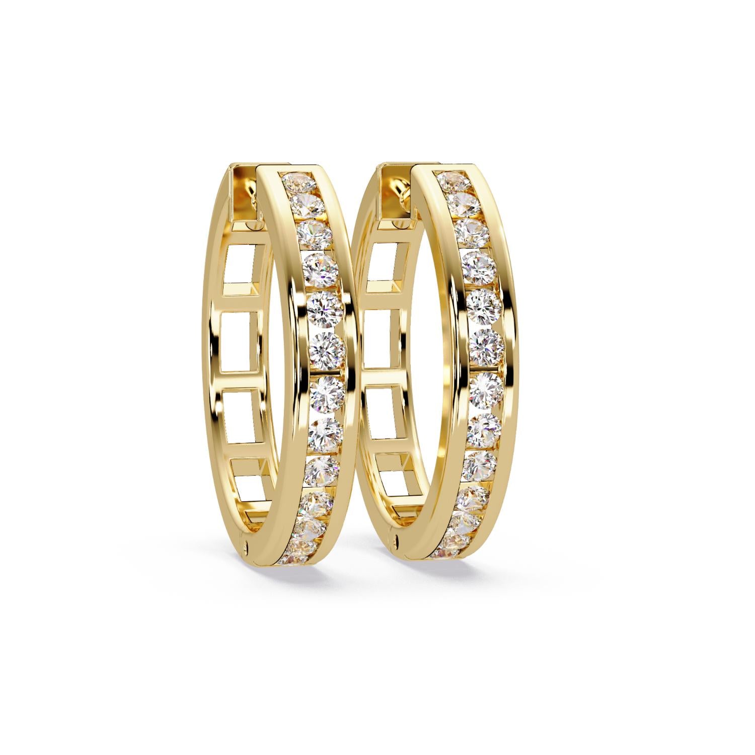 Channel Set Classic Round 0.60 Ct Lab-Grown Diamond Hoop Earrings - Sterling Silver