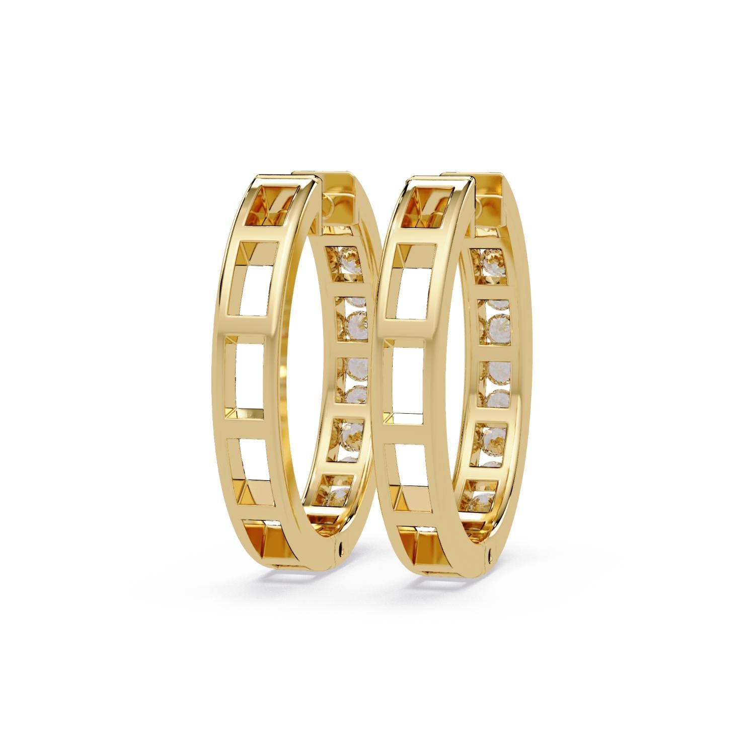 Channel Set Classic Round 0.60 Ct Lab-Grown Diamond Hoop Earrings - Sterling Silver