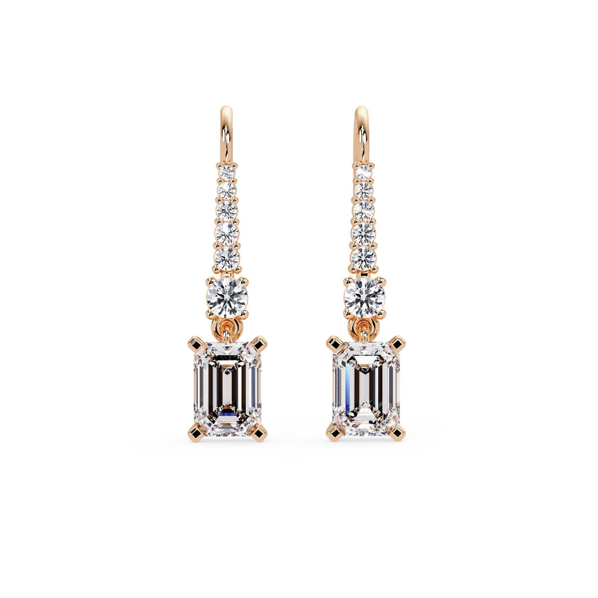 Octagon 3.00 Ct Lab-Grown Diamond Drop Earrings - Sterling Silver