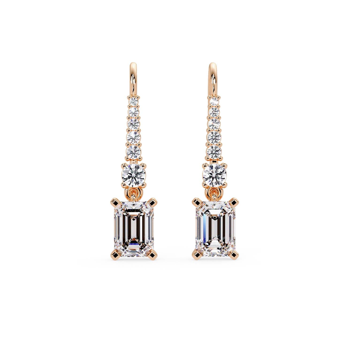 Octagon 3.00 Ct Lab-Grown Diamond Drop Earrings - Sterling Silver