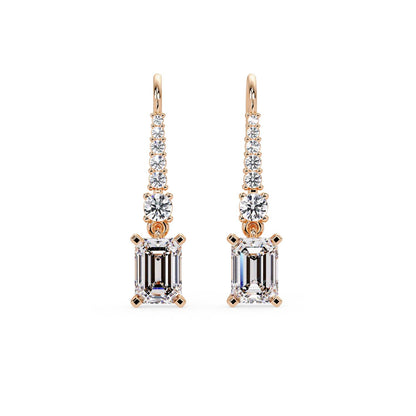 Octagon 3.00 Ct Lab-Grown Diamond Drop Earrings - Sterling Silver