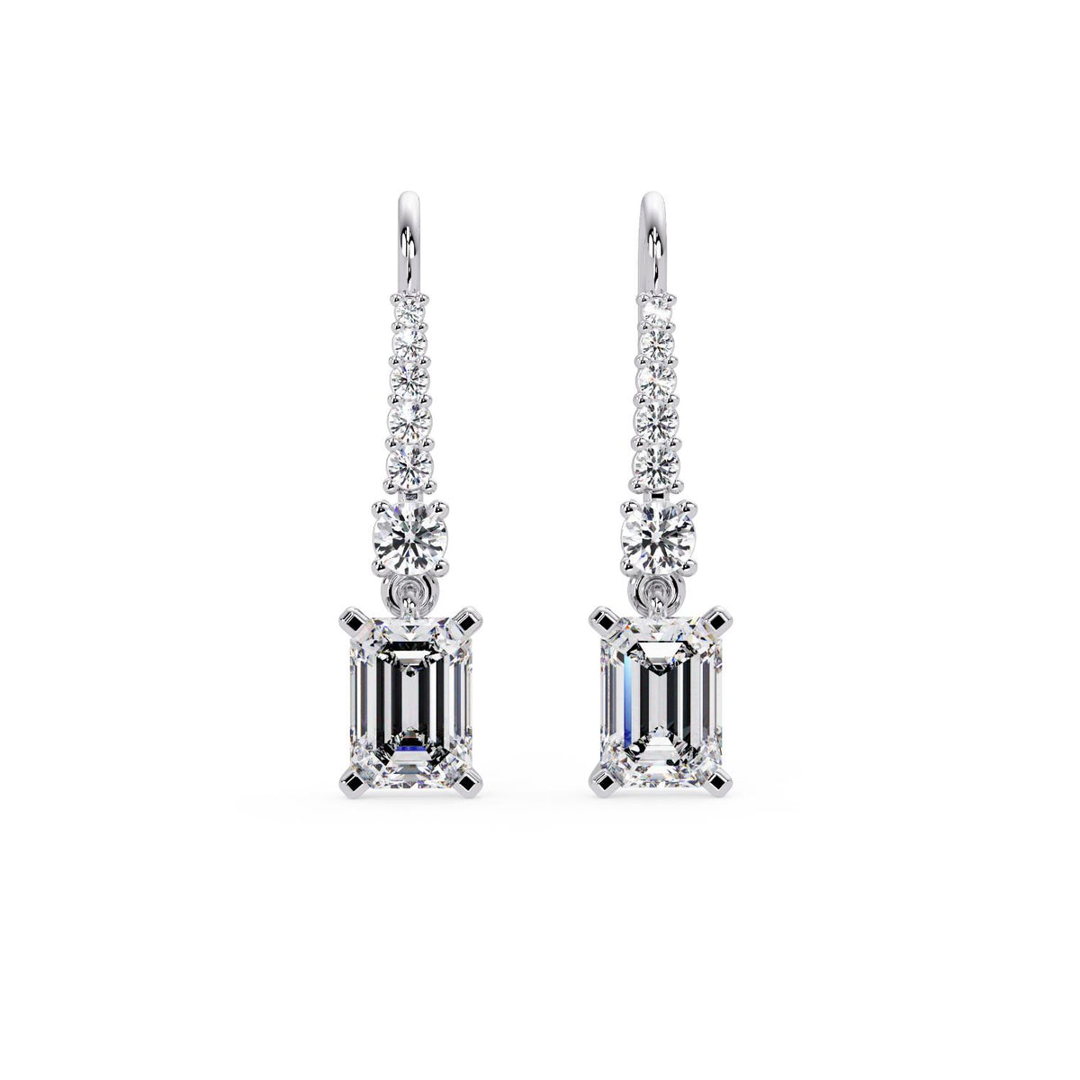 Octagon 3.00 Ct Lab-Grown Diamond Drop Earrings - Sterling Silver
