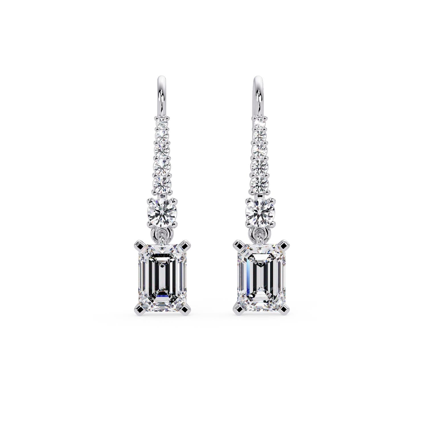 Octagon 3.00 Ct Lab-Grown Diamond Drop Earrings - Sterling Silver