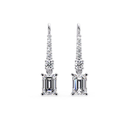 Octagon 3.00 Ct Lab-Grown Diamond Drop Earrings - Sterling Silver