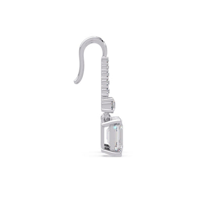 Octagon 3.00 Ct Lab-Grown Diamond Drop Earrings - Sterling Silver