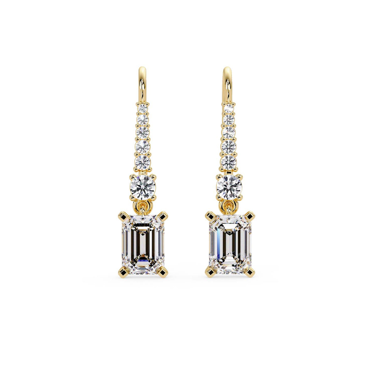 Octagon 3.00 Ct Lab-Grown Diamond Drop Earrings - Sterling Silver