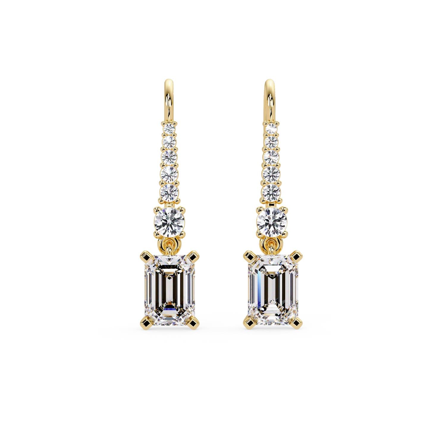 Octagon 3.00 Ct Lab-Grown Diamond Drop Earrings - Sterling Silver