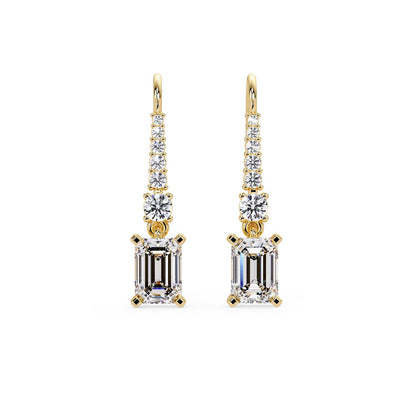 Octagon 3.00 Ct Lab-Grown Diamond Drop Earrings - Sterling Silver