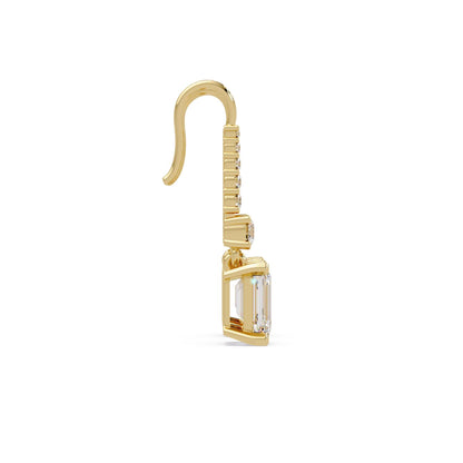 Octagon 3.00 Ct Lab-Grown Diamond Drop Earrings - Sterling Silver