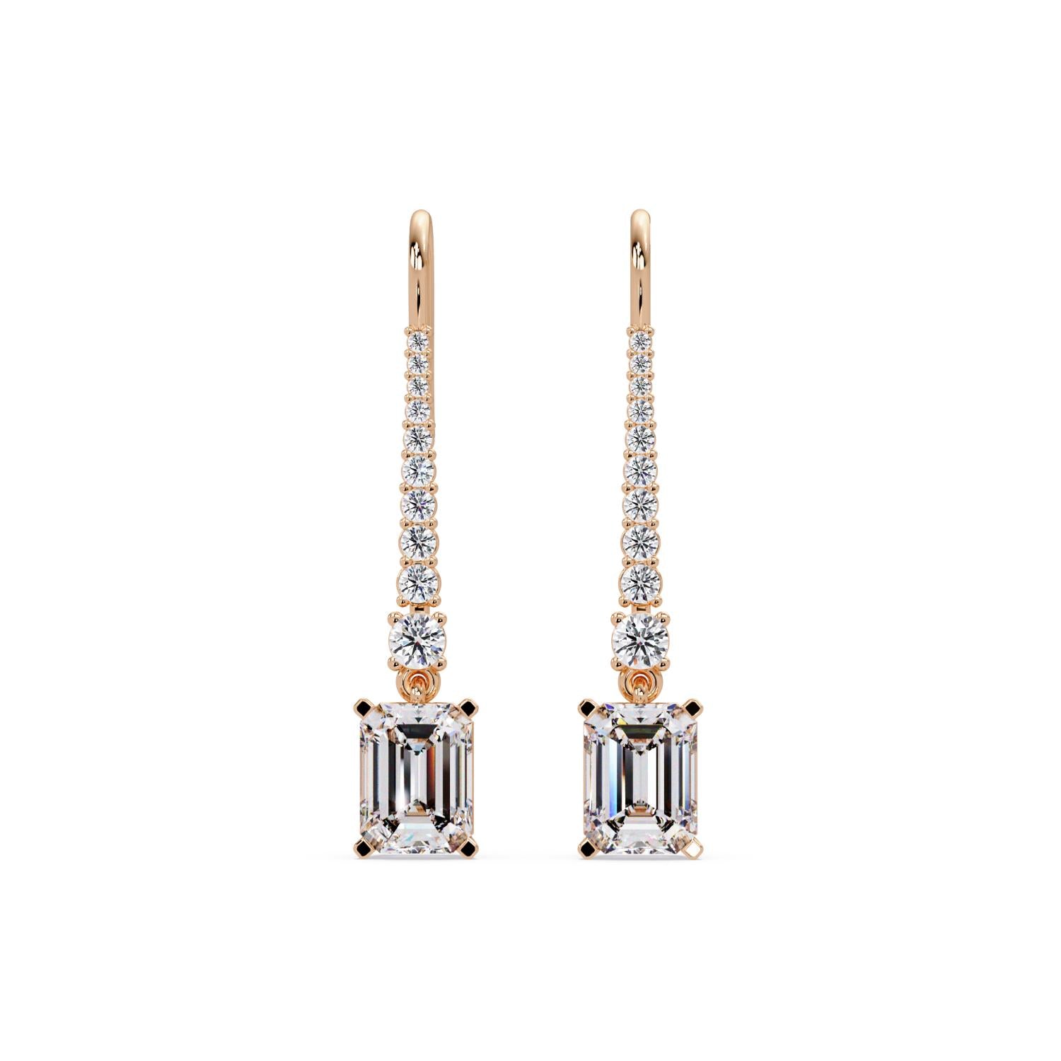 Octagon 4.00 Ct Lab-Grown Diamond Drop Earrings - Sterling Silver