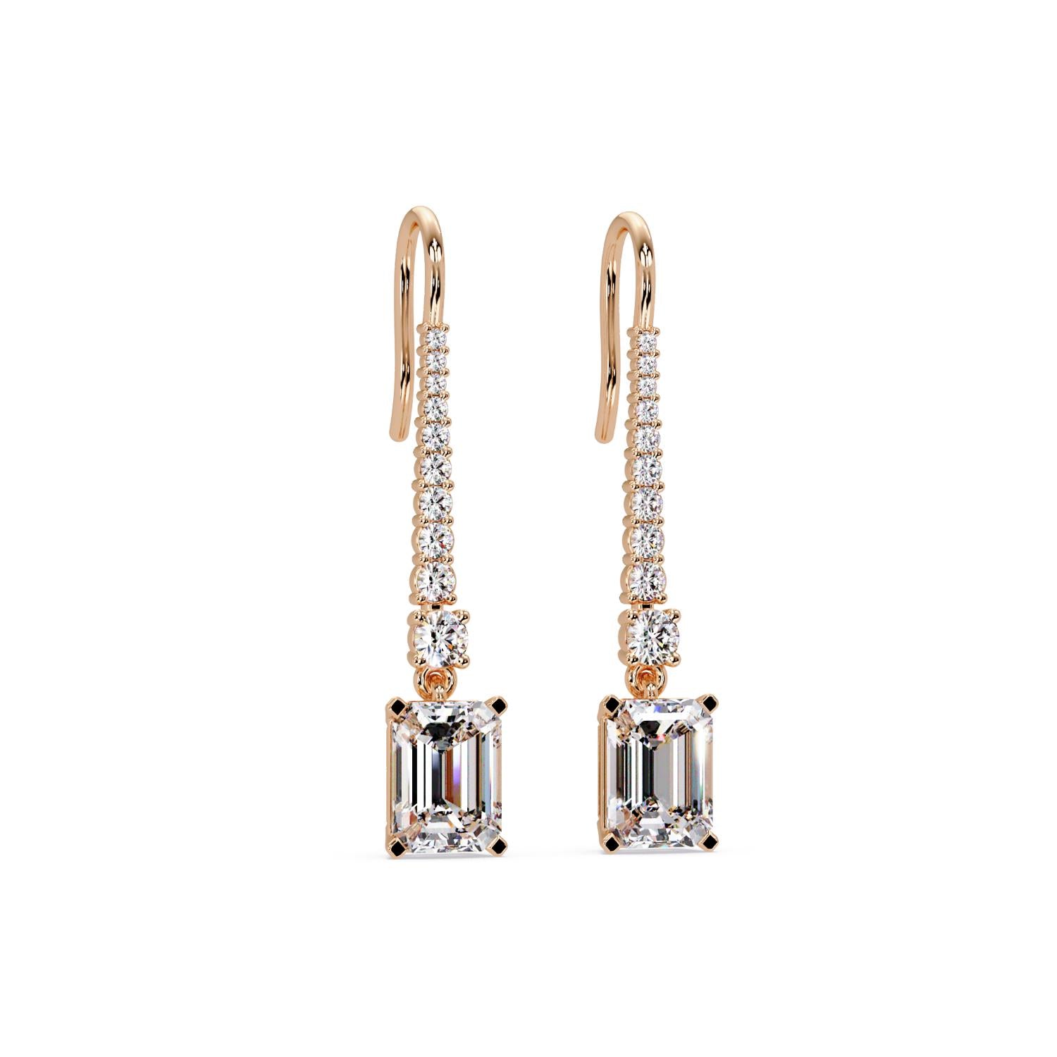 Octagon 4.00 Ct Lab-Grown Diamond Drop Earrings - Sterling Silver
