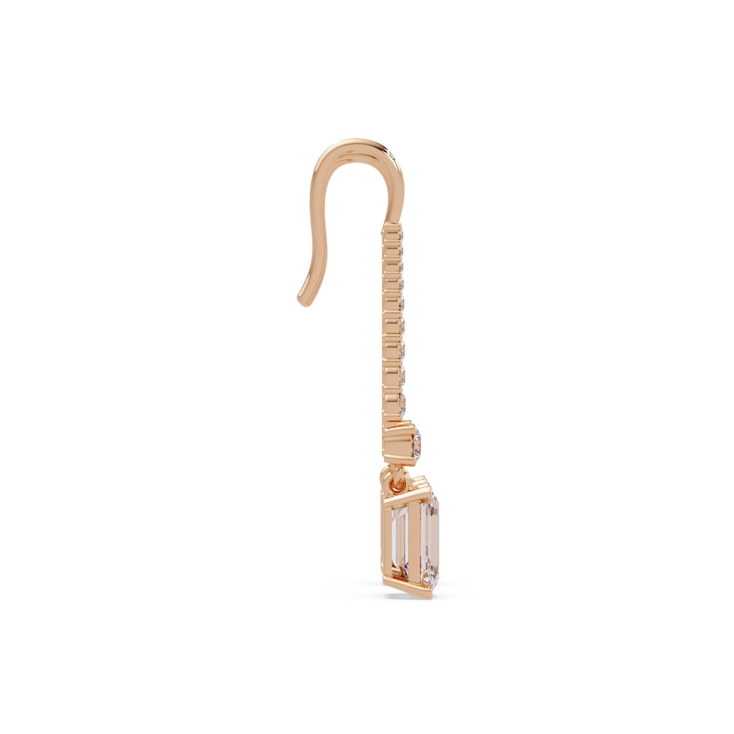 Octagon 4.00 Ct Lab-Grown Diamond Drop Earrings - Sterling Silver