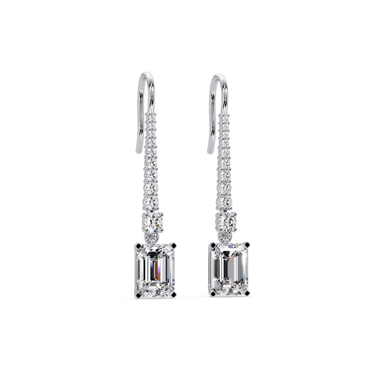 Octagon 4.00 Ct Lab-Grown Diamond Drop Earrings - Sterling Silver