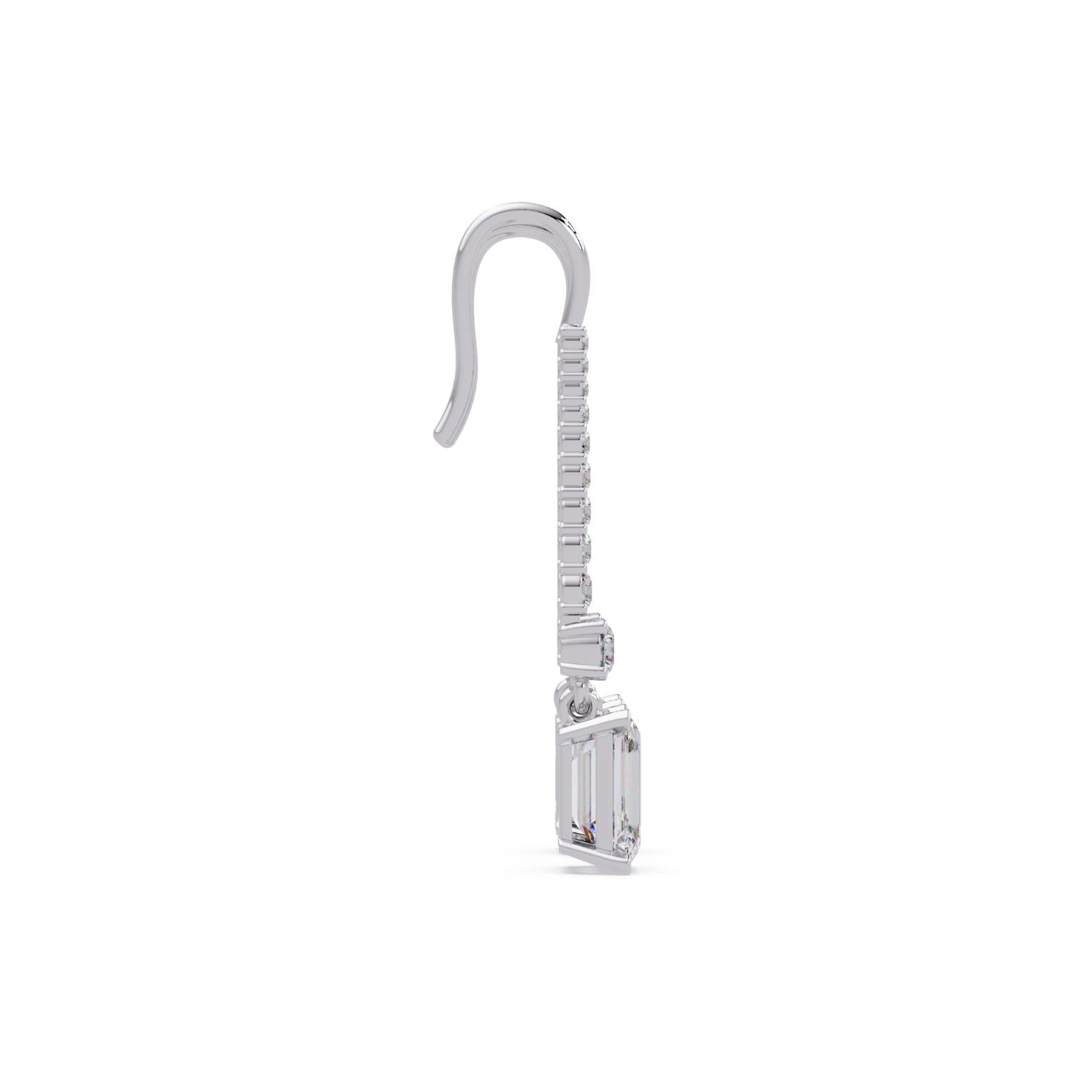 Octagon 4.00 Ct Lab-Grown Diamond Drop Earrings - Sterling Silver