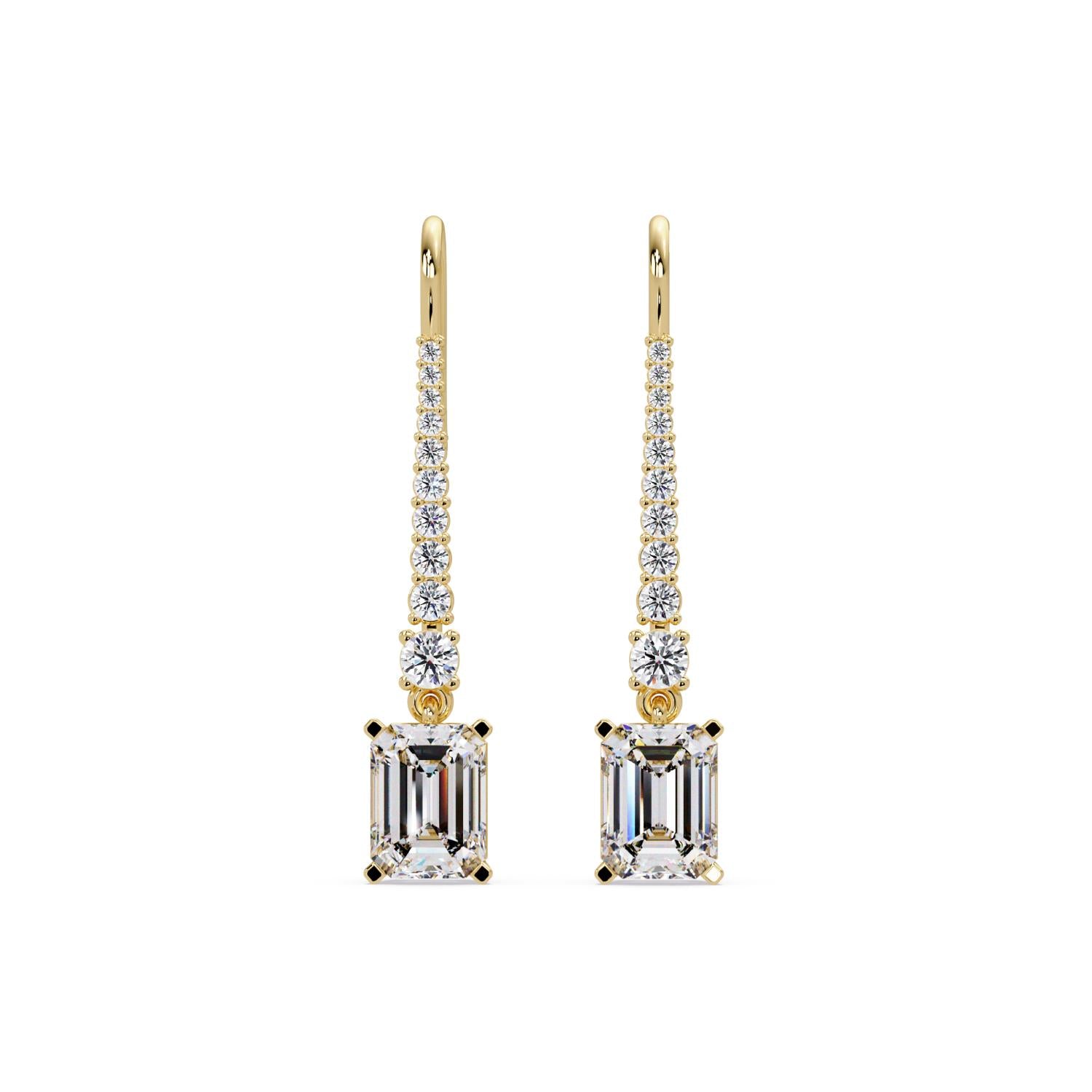 Octagon 4.00 Ct Lab-Grown Diamond Drop Earrings - Sterling Silver