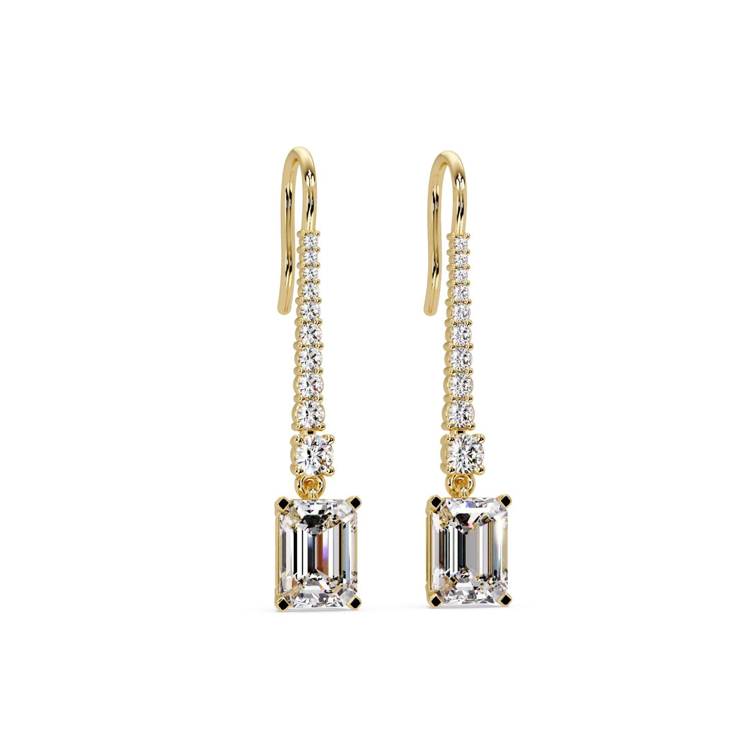 Octagon 4.00 Ct Lab-Grown Diamond Drop Earrings - Sterling Silver