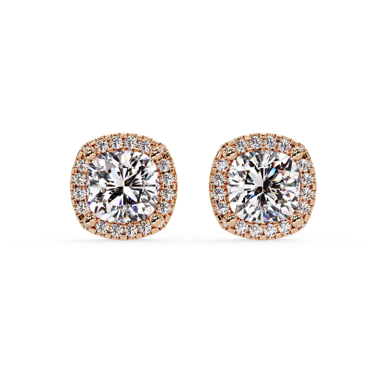 Cushion 3.15 Ct Lab-Grown Diamond Halo Stud Earrings - Sterling Silver