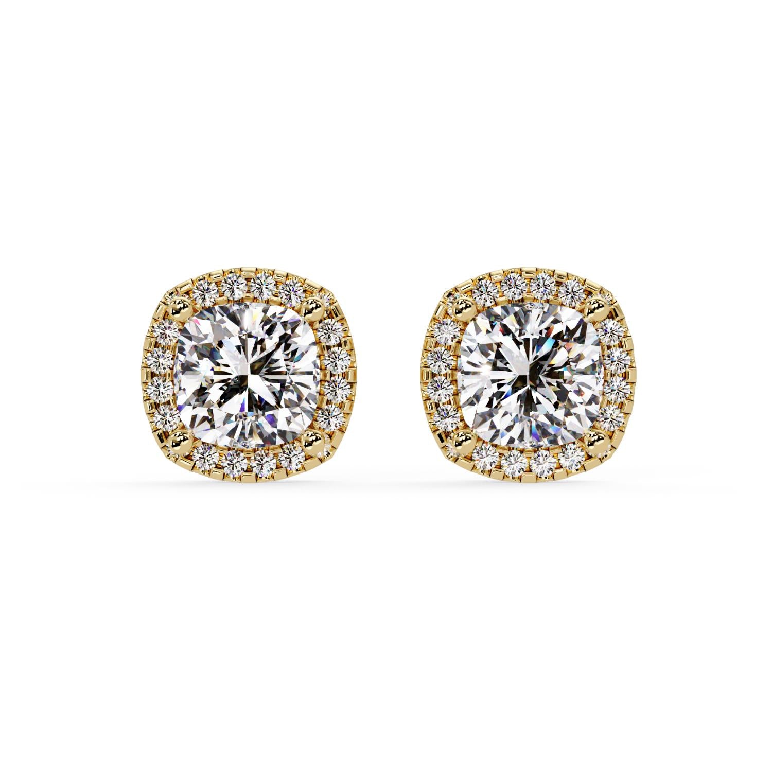 Cushion 3.15 Ct Lab-Grown Diamond Halo Stud Earrings - Sterling Silver
