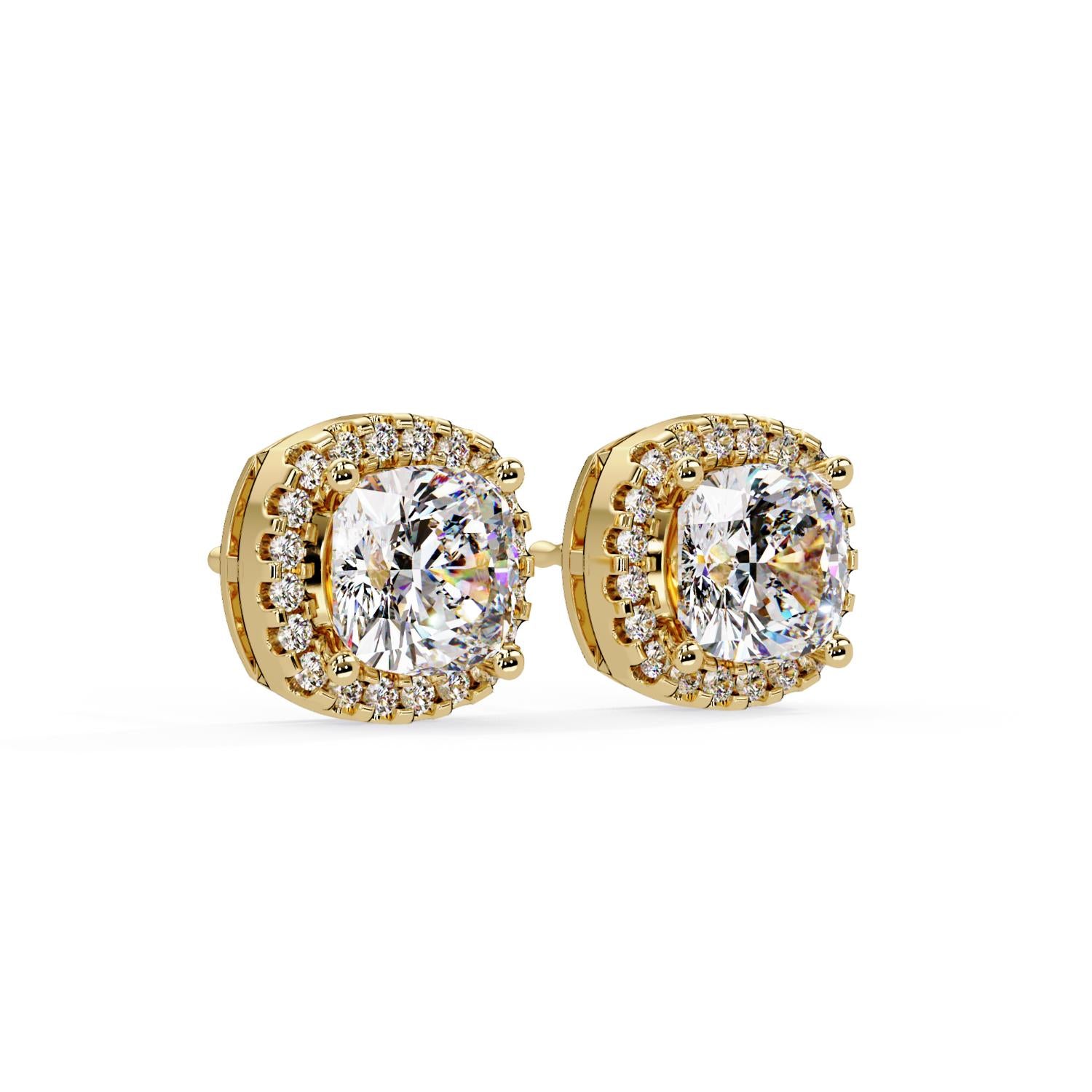 Cushion 3.15 Ct Lab-Grown Diamond Halo Stud Earrings - Sterling Silver