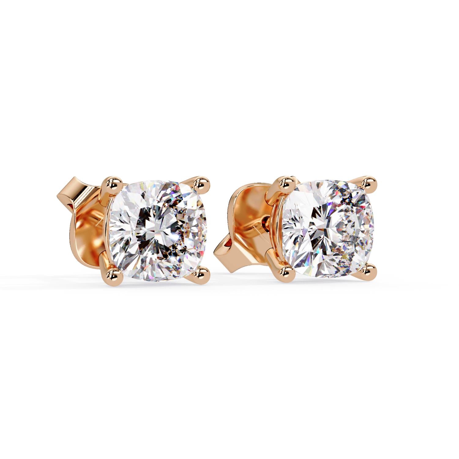 Classic Solitaire Cushion 2.25 Ct Lab-Grown Diamond Stud Earrings - Sterling Silver