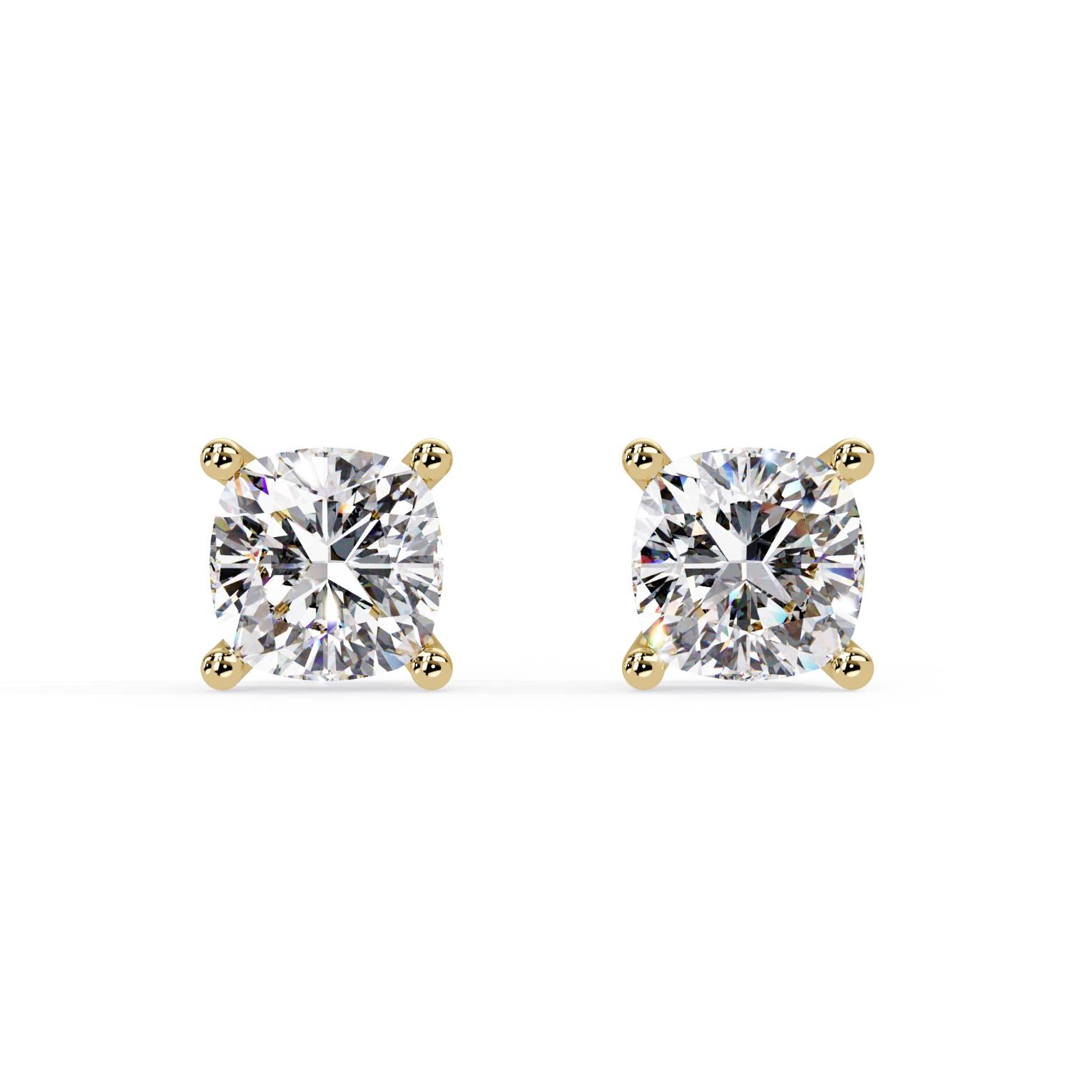 Classic Solitaire Cushion 2.25 Ct Lab-Grown Diamond Stud Earrings - Sterling Silver