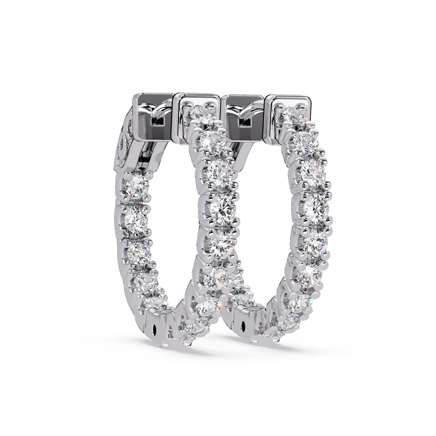 Round 0.90 Ct Lab-Grown Diamond Hoop Earrings - Sterling Silver