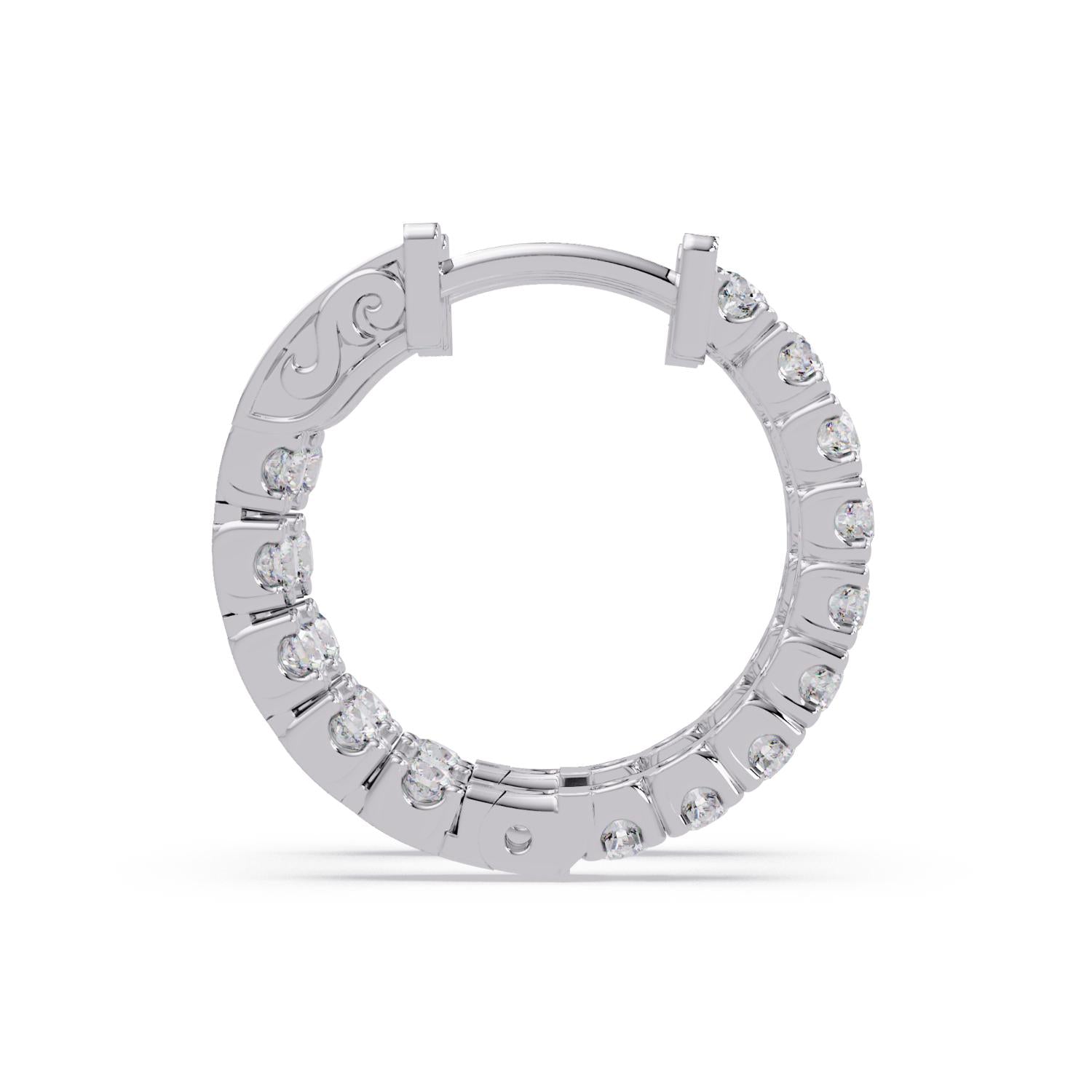 Round 0.90 Ct Lab-Grown Diamond Hoop Earrings - Sterling Silver