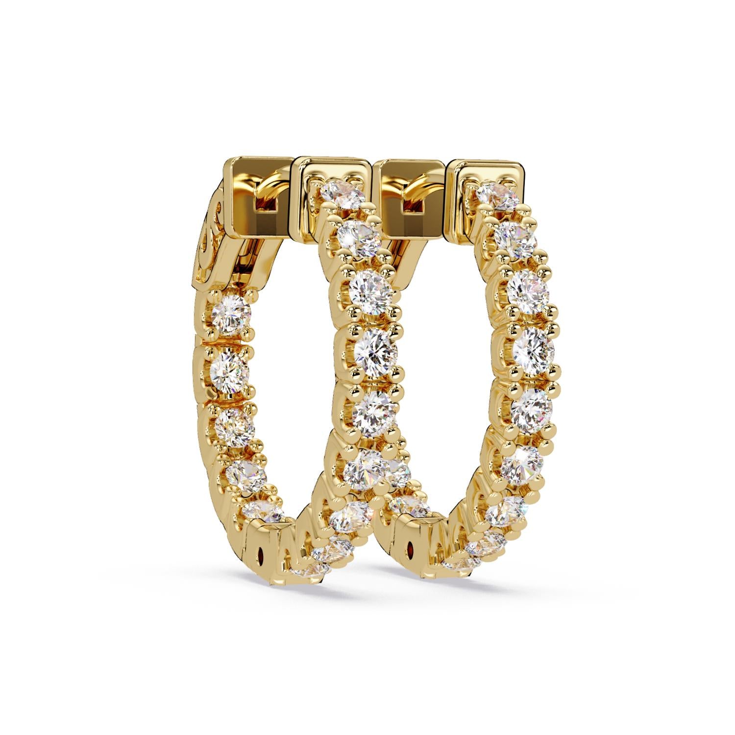 Round 0.90 Ct Lab-Grown Diamond Hoop Earrings - Sterling Silver