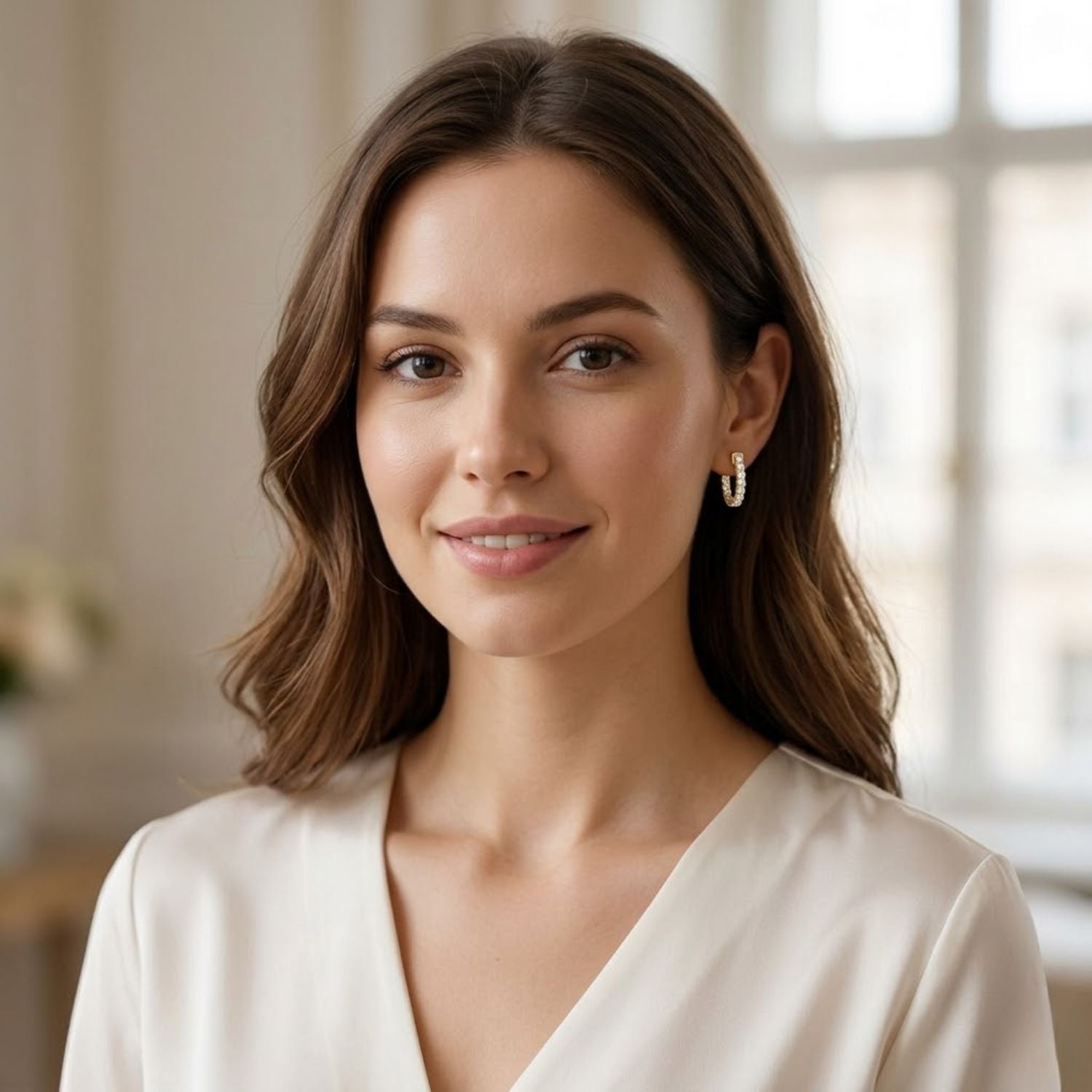 Round 0.90 Ct Lab-Grown Diamond Hoop Earrings - Sterling Silver